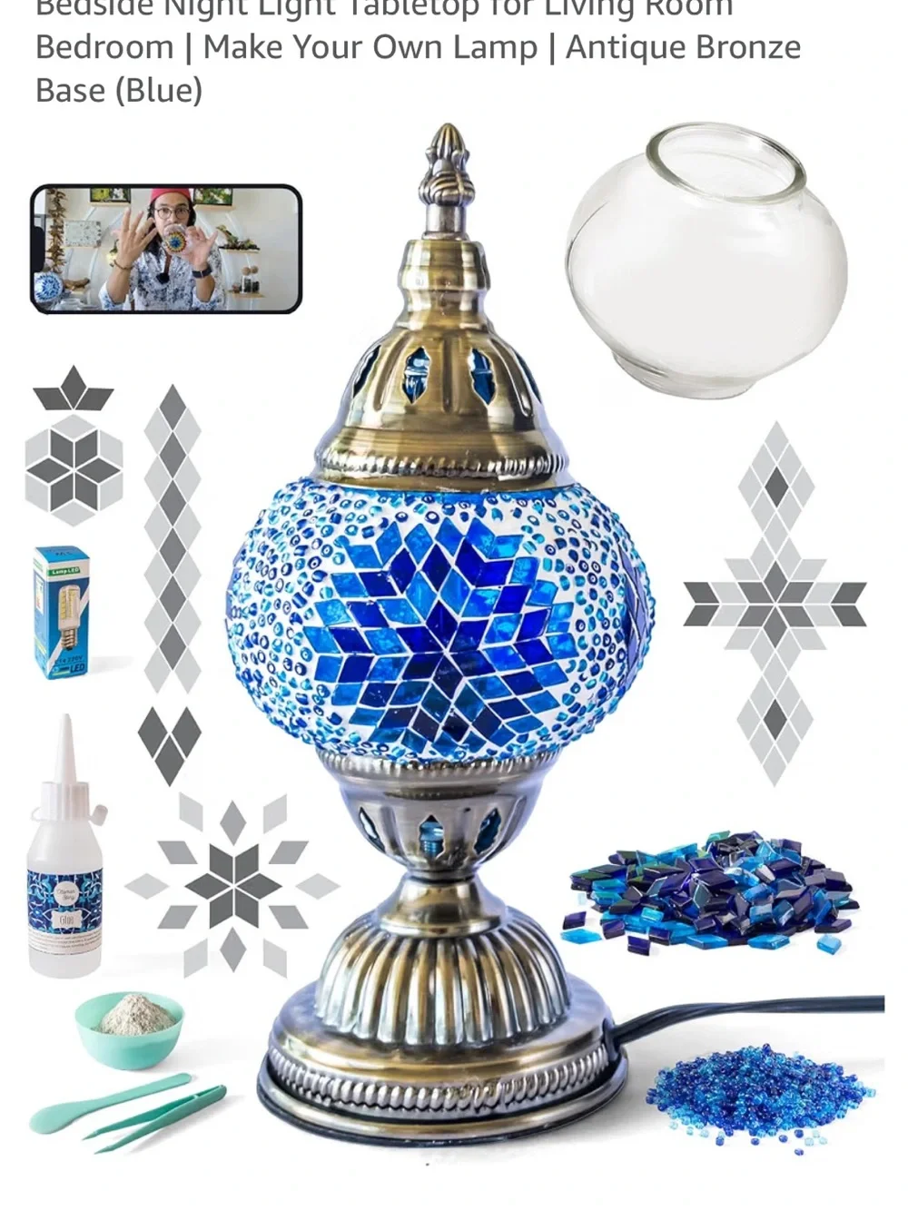 DIY Classic Turkish Mosaic Lamp Kit - Blue and Gold